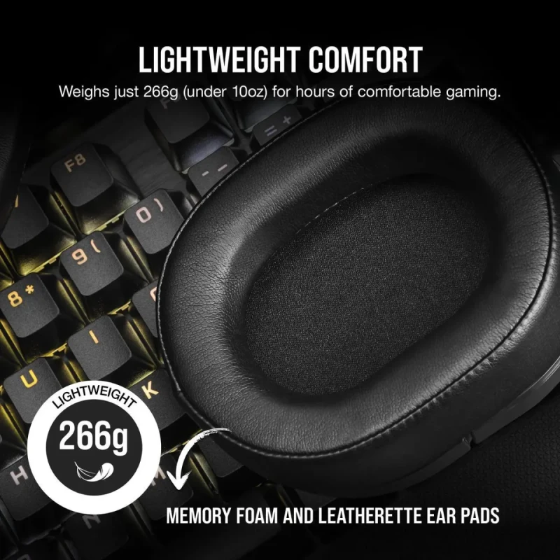 CORSAIR HS55 WIRELESS Multiplatform Lightweight Gaming Headset With Bluetooth - Dolby 7.1 Surround Sound - iCUE Compatible - PC, PS5, PS4, Nintendo Switch, Mobile - Black - Image 5