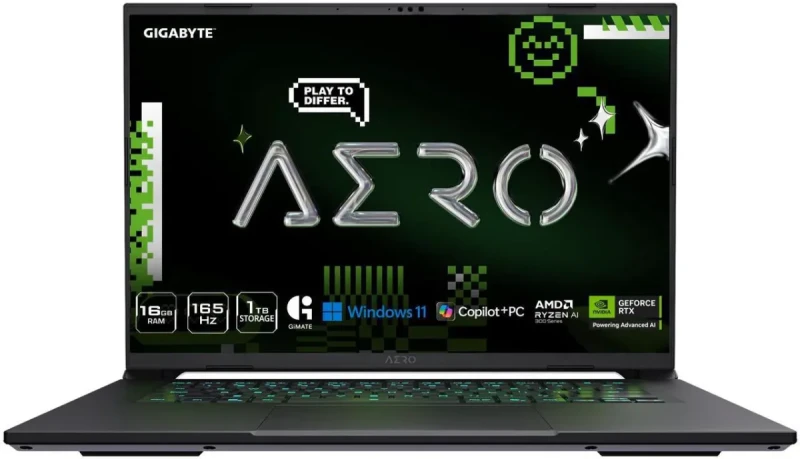 GIGABYTE AERO X16; Copilot+ PC - 165Hz 2560x1600 WQXGA - NVIDIA GeForce RTX 5050 - AMD Ryzen AI 7 350 - 1TB SSD with 16GB DDR5 RAM - Windows 11 Home - Space Gray - Image 2