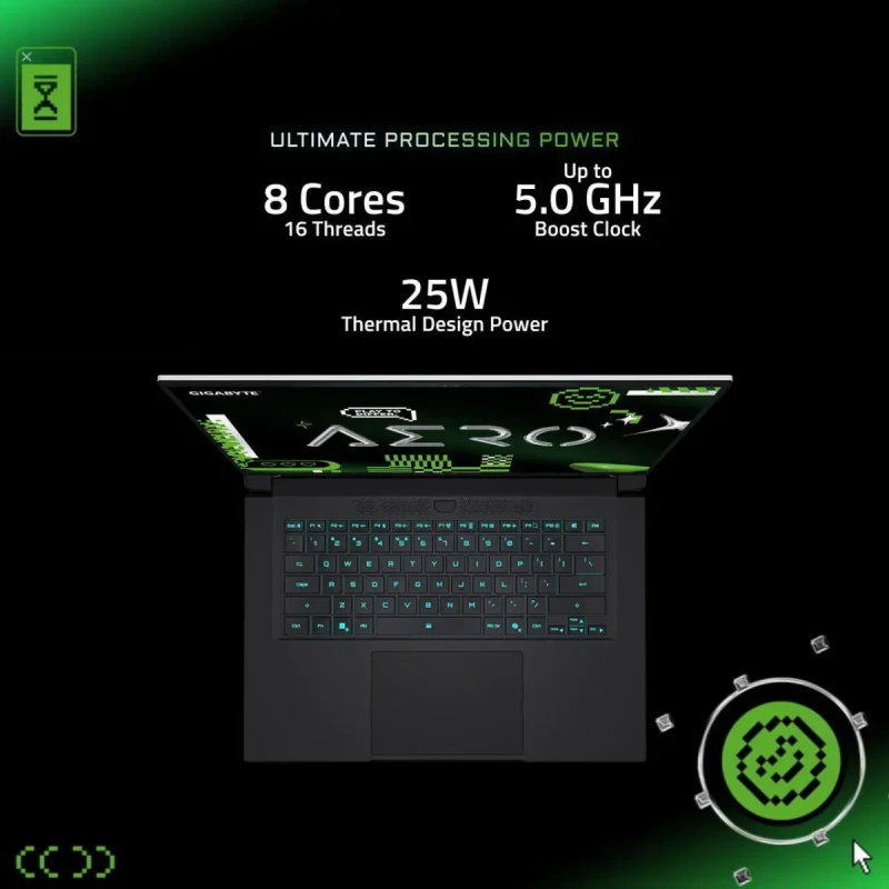 GIGABYTE AERO X16; Copilot+ PC - 165Hz 2560x1600 WQXGA - NVIDIA GeForce RTX 5050 - AMD Ryzen AI 7 350 - 1TB SSD with 16GB DDR5 RAM - Windows 11 Home - Space Gray - Image 4