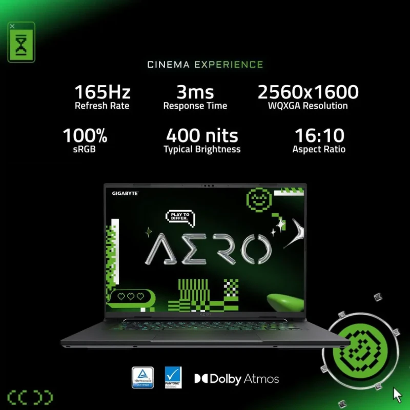 GIGABYTE AERO X16; Copilot+ PC - 165Hz 2560x1600 WQXGA - NVIDIA GeForce RTX 5050 - AMD Ryzen AI 7 350 - 1TB SSD with 16GB DDR5 RAM - Windows 11 Home - Space Gray - Image 6