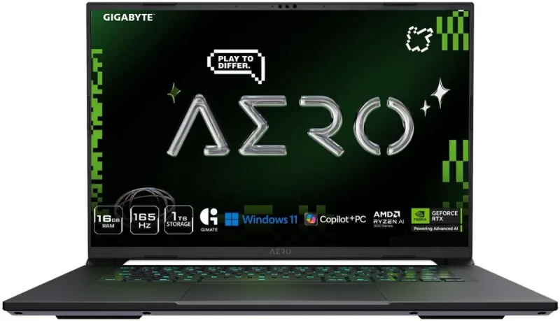 GIGABYTE AERO X16; Copilot+ PC - 165Hz 2560x1600 WQXGA - NVIDIA GeForce RTX 5060 - AMD Ryzen AI 7 350 - 1TB SSD with 16GB DDR5 RAM - Windows 11 Home - Space Gray - Image 2