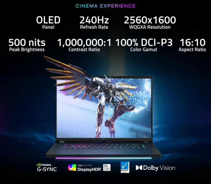 GIGABYTE - 16" GeForce RTX 5070 Ti Laptop GPU - Intel Core Ultra 9 275HX - 32GB Memory - 1 TB SSD - Windows 11 Home Advanced Gaming Laptop - 240 Hz OLED (AORUS MASTER 16 BXHC4USE64SH ) - Image 14