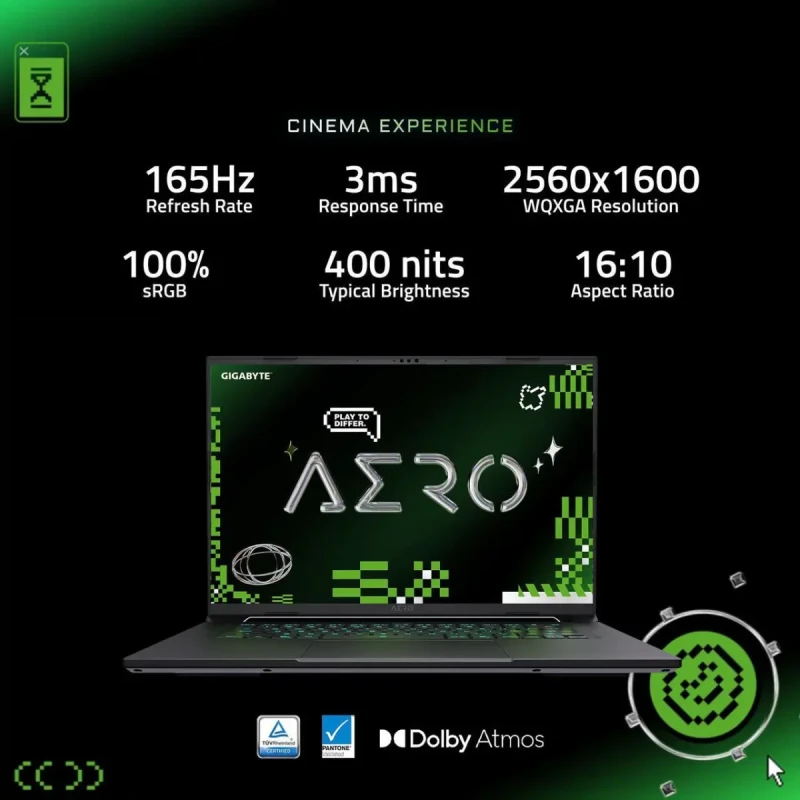 GIGABYTE AERO X16; Copilot+ PC - 165Hz 2560x1600 WQXGA - NVIDIA GeForce RTX 5060 - AMD Ryzen AI 7 350 - 1TB SSD with 16GB DDR5 RAM - Windows 11 Home - Space Gray - Image 13