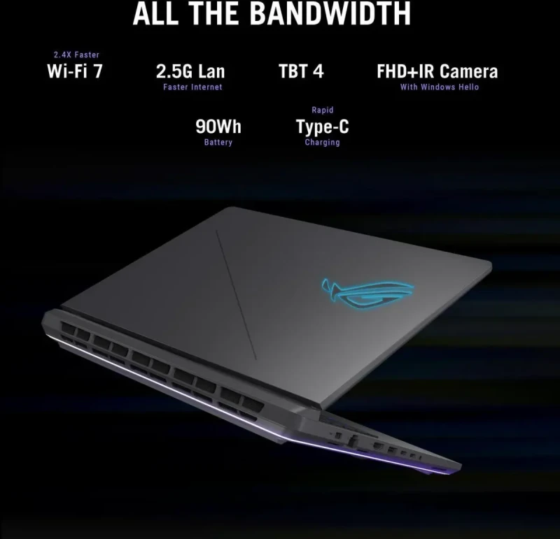 ASUS ROG Strix G16 - 16" GeForce RTX 5070 Laptop GPU - Intel Core Ultra 9 275HX - 32GB Memory - 2TB PCIe 4.0 NVMe M.2 SSD - Wi-Fi 7 Windows 11 Pro Gaming Laptop - 240 Hz (G615LP-XS97 ) - Image 15
