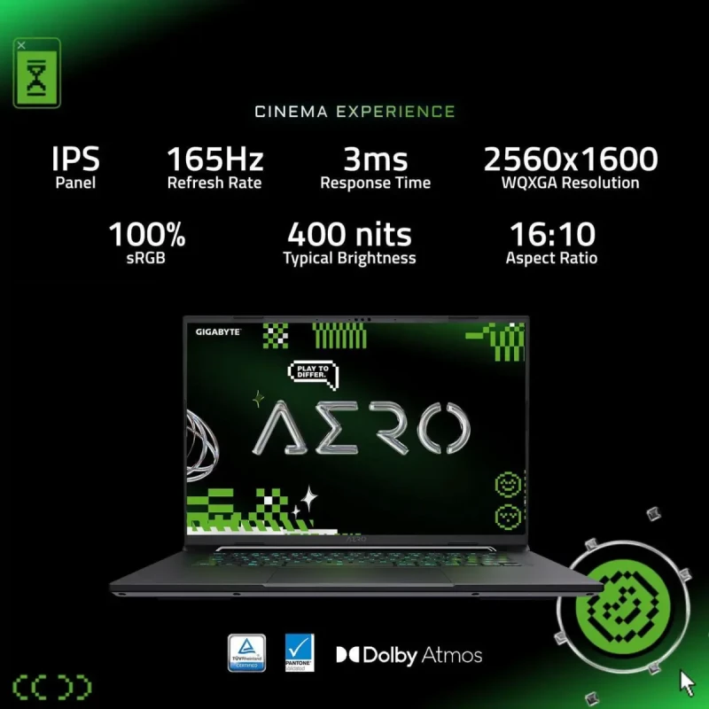 GIGABYTE AERO X16; Copilot+ PC - 165Hz 2560x1600 WQXGA - NVIDIA GeForce RTX 5070 - AMD Ryzen AI 7 350 - 1TB SSD with 16GB DDR5 RAM - Windows 11 Home - Lunar White - Image 16