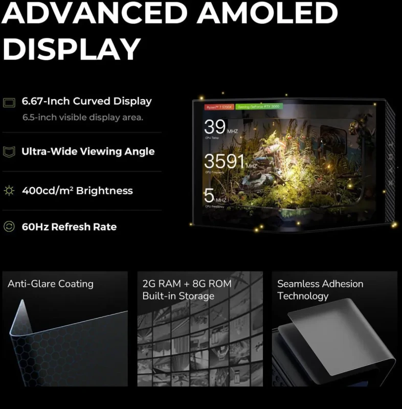 TRYX PANORAMA 360 ARGB 360mm AIO 6.67'' AMOLED Curved Screen 3D Anamorphic Effect Display Customizable AIO Cooler 360mm Asetek 8th Gen V2 320w TDP Magnetic ARGB Fan Intel LGA 1851/1700 AMD AM5/AM4 - Image 3