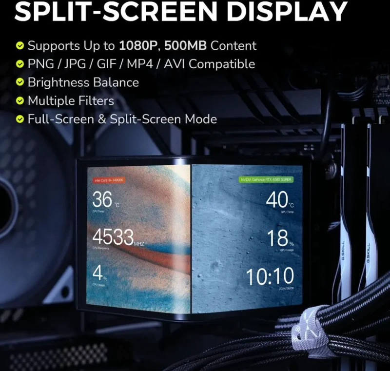 TRYX PANORAMA 360 ARGB 360mm AIO 6.67'' AMOLED Curved Screen 3D Anamorphic Effect Display Customizable AIO Cooler 360mm Asetek 8th Gen V2 320w TDP Magnetic ARGB Fan Intel LGA 1851/1700 AMD AM5/AM4 - Image 5