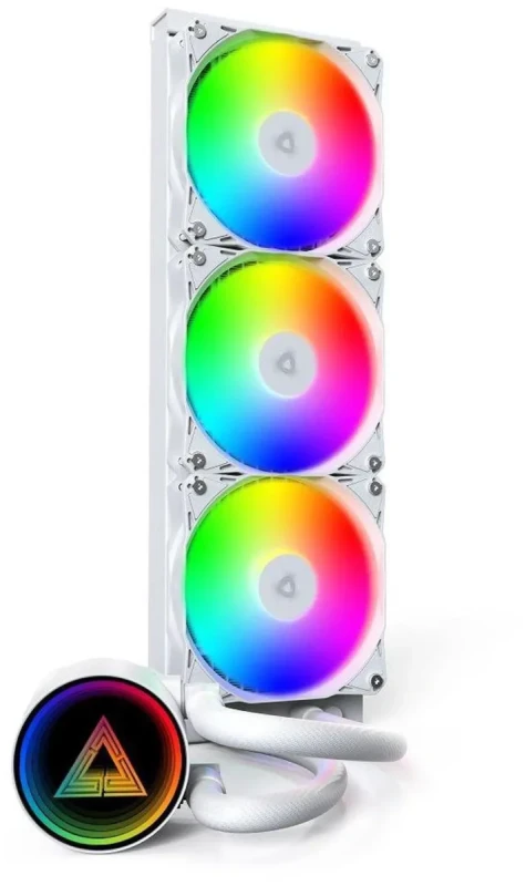 MONTECH LightFlow ARGB 360 CPU Liquid Cooler, 360mm AIO with Infinity Mirror Design, 3100RPM Pump, 3x120mm ARGB Fans, Intel & AMD Support (White) - Image 2