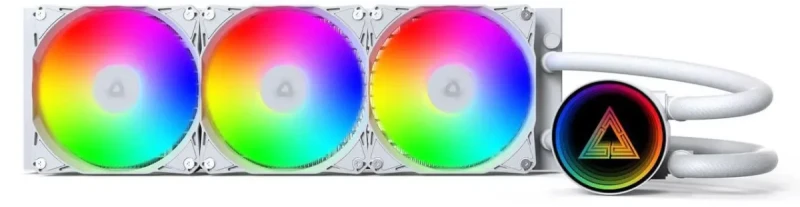 MONTECH LightFlow ARGB 360 CPU Liquid Cooler, 360mm AIO with Infinity Mirror Design, 3100RPM Pump, 3x120mm ARGB Fans, Intel & AMD Support (White) - Image 3