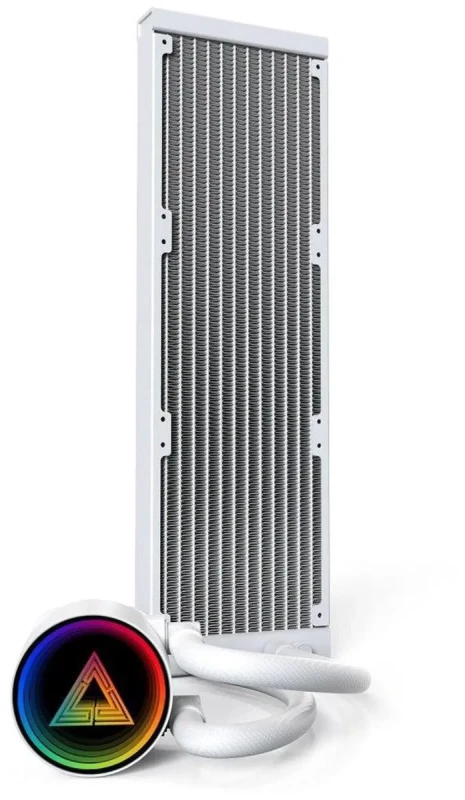 MONTECH LightFlow ARGB 360 CPU Liquid Cooler, 360mm AIO with Infinity Mirror Design, 3100RPM Pump, 3x120mm ARGB Fans, Intel & AMD Support (White) - Image 4