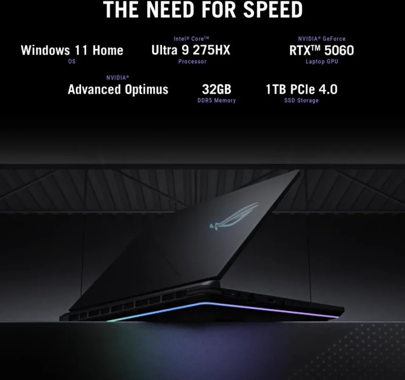 ASUS ROG Strix G16 G615LM-DS96: 16" QHD 240Hz IPS, Core Ultra 9 275HX, RTX 5060, 32GB DDR5, 1TB SSD, Win11 - Image 8