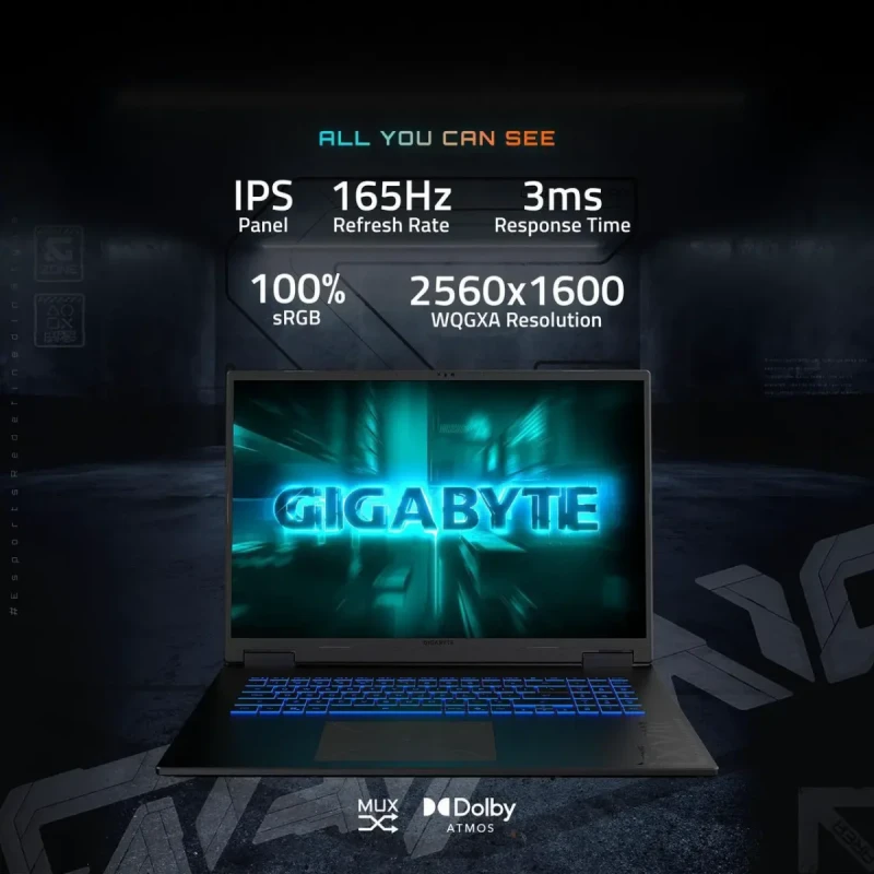GIGABYTE GAMING A18 3WHK3USC64SH: 18" WQXGA 165Hz, Ryzen 7 260, RTX 5070, 32GB DDR5, 1TB SSD, Win11 - Image 12