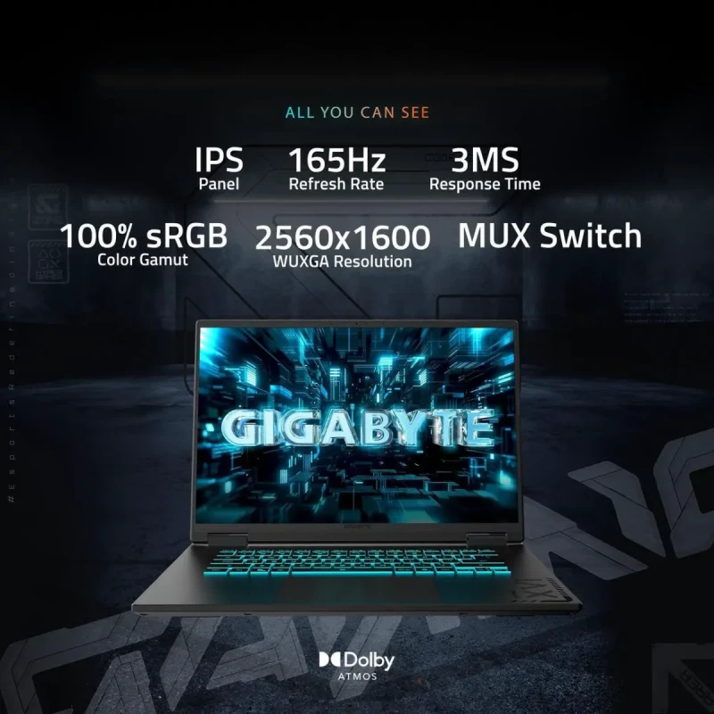 GIGABYTE - GAMING A16 PRO Gaming Laptop - 165Hz 2560x1600 WQXGA - NVIDIA GeForce RTX 5070 Ti - Intel Core 7 240H - 1TB SSD with 32GB LPDDR5X RAM - Windows 11 Home (GAMING A16 PRO DXHG4USCC4SH) - Image 15