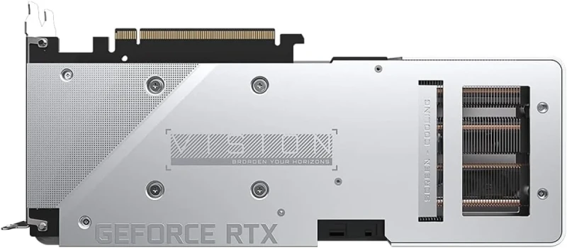 Gigabyte Vision OC GeForce RTX 3060 Ti 8GB GDDR6 PCIe 4.0 Graphics Card – NVIDIA Ampere GPU with 4864 CUDA Cores, 1755 MHz Boost, 256-bit 8 GB Memory, WINDFORCE 3X Triple Fans, 2x HDMI 2.1 & 2x DisplayPort 1.4a, Silver/White 281 mm Gaming GPU - Gallery Image