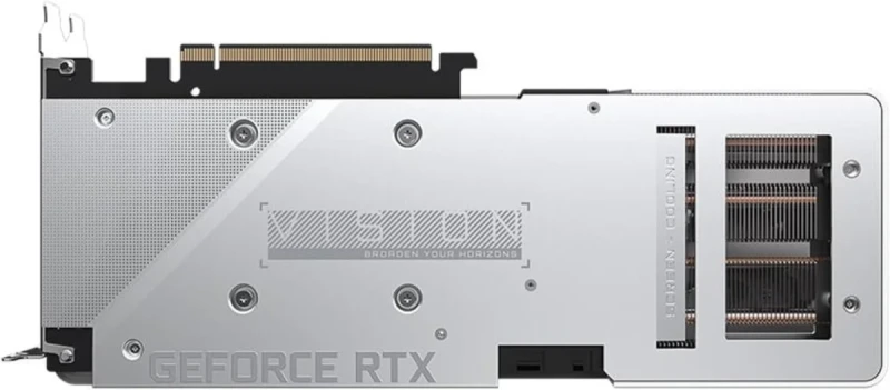 Gigabyte Vision OC GeForce RTX 3060 Ti 8GB GDDR6 PCIe 4.0 Graphics Card – NVIDIA Ampere GPU with 4864 CUDA Cores, 1755 MHz Boost, 256-bit 8 GB Memory, WINDFORCE 3X Triple Fans, 2x HDMI 2.1 & 2x DisplayPort 1.4a, Silver/White 281 mm Gaming GPU - Gallery Image
