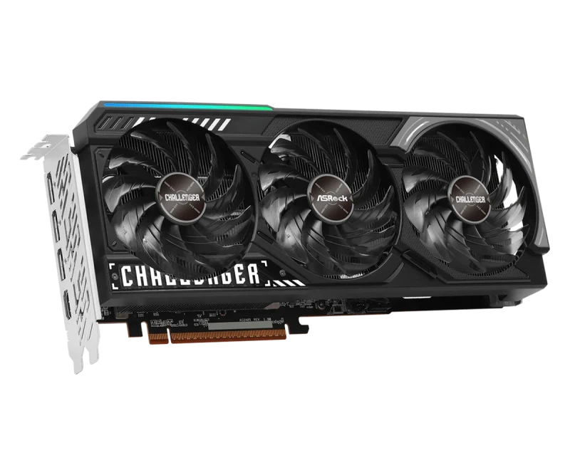 ASRock Challenger Radeon RX 9070 16GB Black/Silver – AMD RDNA GPU, 16GB GDDR6, Boost Clock up to 2700 MHz, Triple-Fan Challenger Cooling, PCIe 4.0, HDMI/DP Outputs, High-Performance Gaming, 290 mm - Gallery Image