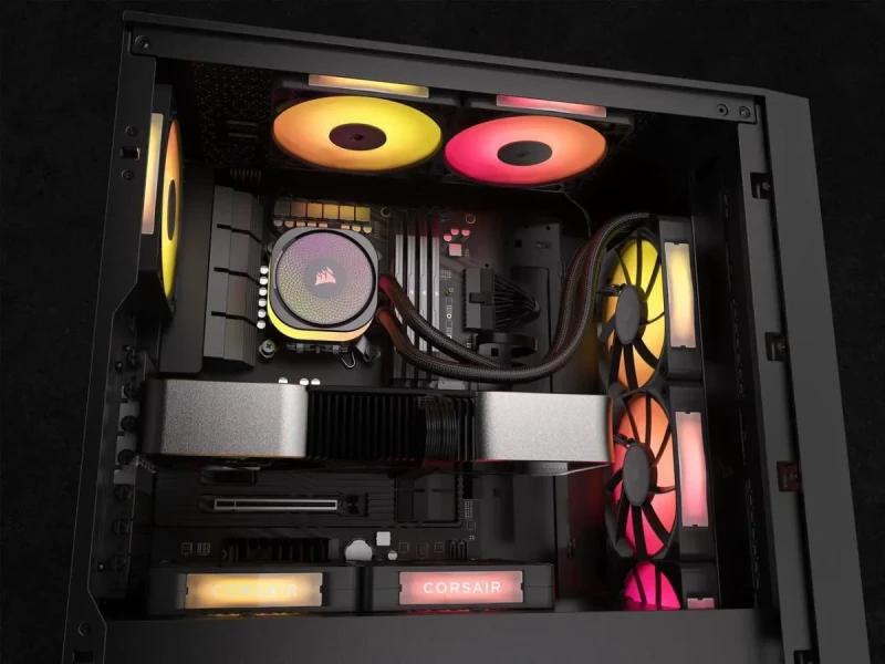 Corsair iCUE LINK TITAN 360 RX RGB 360 mm AIO Liquid CPU Cooler – FlowDrive Pump with Three-Phase Motor, 3x RX120 RGB PWM Fans (300–2100 RPM, 73.5 CFM), Aluminum Radiator (396x120x27 mm), iCUE LINK Single-Cable Control, Copper Cold Plate, Intel LGA1851/1700 & AMD AM5/AM4 Support, Black/White Options - Gallery Image