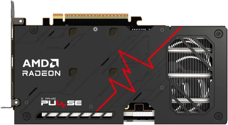 Sapphire PULSE Radeon RX 9060 XT 16GB Black – AMD RDNA GPU, 16GB GDDR6, Boost Clock up to 2650 MHz, Dual-Fan PULSE Cooling, Factory Overclock, PCIe 4.0, HDMI/DP Outputs, 240 mm - Gallery Image