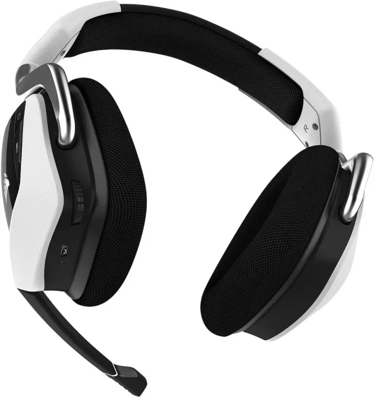 Corsair VOID RGB Elite Wireless Gaming Headset - 7.1 Surround Sound, 2.4GHz Low Latency Wireless, Custom Tuned 50mm Drivers, Omnidirectional Noise Cancelling Microphone, USB Receiver, PC and PS5 Compatible, RGB Lighting, Black - Gallery Image