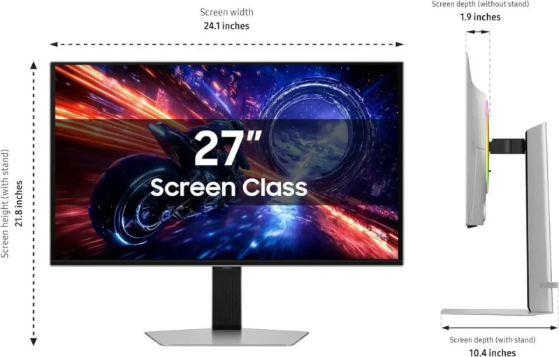 Samsung Odyssey G6 LS27FG602SNXZA 27" QHD 1440P 500Hz OLED Gaming Monitor - 2560x1440, 0.03ms Response Time, HDR500, FreeSync Premium Pro, G-SYNC Compatible, 99% DCI-P3, HDMI 2.1, DisplayPort 1.4, RGB Lighting, Height Adjustable Pivot Tilt Stand - Gallery Image