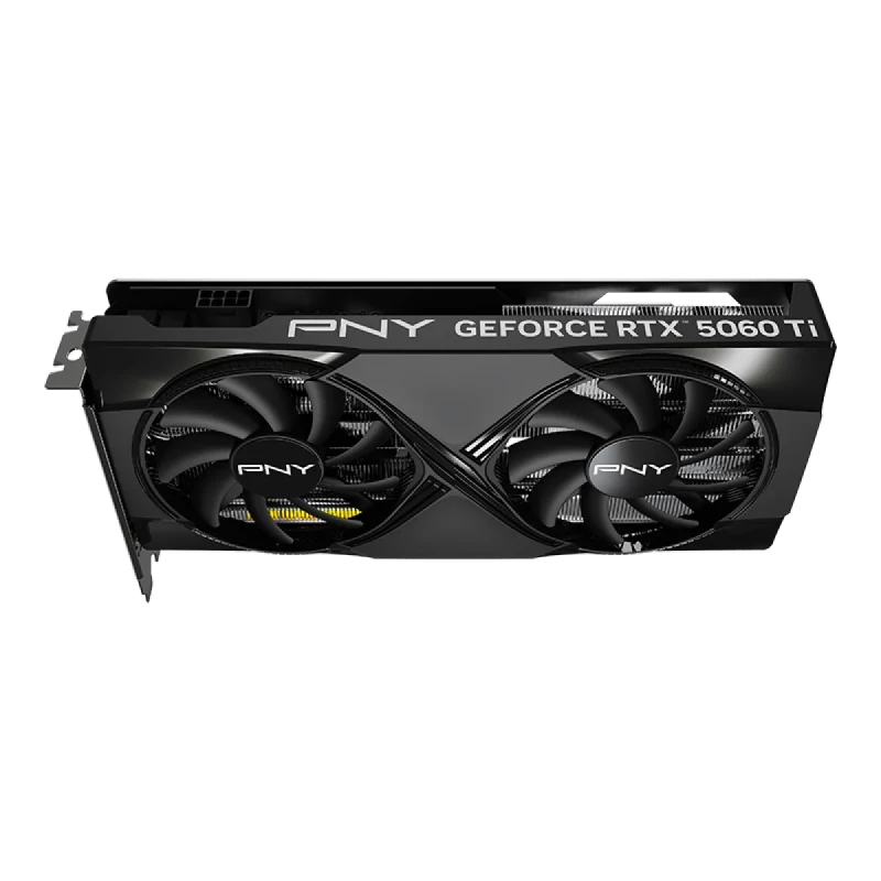PNY GeForce RTX 5060 Ti Dual Fan 16GB Graphics Card – NVIDIA Blackwell RTX 5060 Ti GPU, 4608 CUDA Cores, 16 GB GDDR7 128-bit Memory, 448 GB/s Bandwidth, PCIe 5.0 x8, Dual-Fan Cooling, Dual-Slot, HDMI 2.1b & 3x DisplayPort 2.1b, 245 mm Length, 180 W TDP - Gallery Image