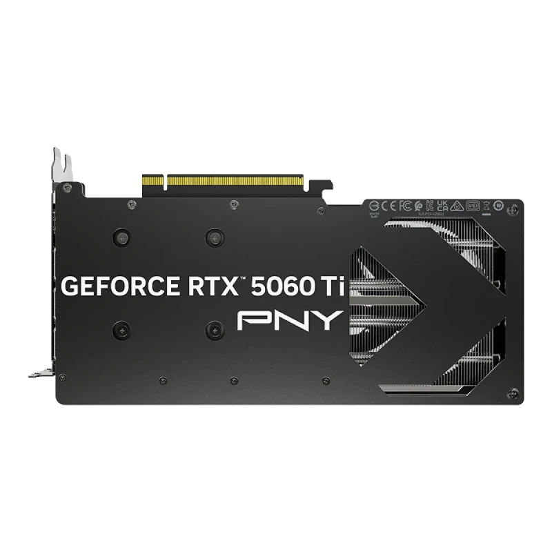 PNY GeForce RTX 5060 Ti Dual Fan 16GB Graphics Card – NVIDIA Blackwell RTX 5060 Ti GPU, 4608 CUDA Cores, 16 GB GDDR7 128-bit Memory, 448 GB/s Bandwidth, PCIe 5.0 x8, Dual-Fan Cooling, Dual-Slot, HDMI 2.1b & 3x DisplayPort 2.1b, 245 mm Length, 180 W TDP - Gallery Image