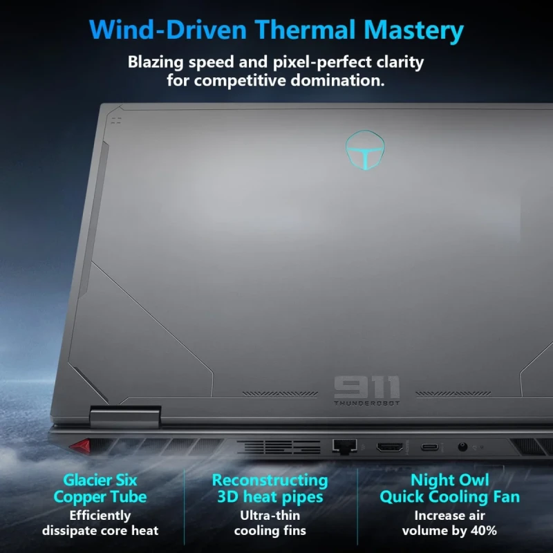 Thunderobot Radiant 16 Gaming Laptop - 16" QHD+ (2560x1600) 300Hz Display, Intel Core i9-14900HX, GeForce RTX 5080, 32GB DDR5-5600, 1TB PCIe SSD, RGB Backlit Keyboard, Wi-Fi 6, Windows 11 Home, Black, 330W Power Adapter - Gallery Image