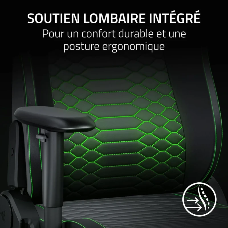 Razer Iskur V2 X NewGen Ergonomic Gaming Chair - Black 2nd Gen PU Leather, CoolTouch Technology, Integrated Lumbar Support, Wide Shoulder Arches, Ergonomic Design - Gallery Image