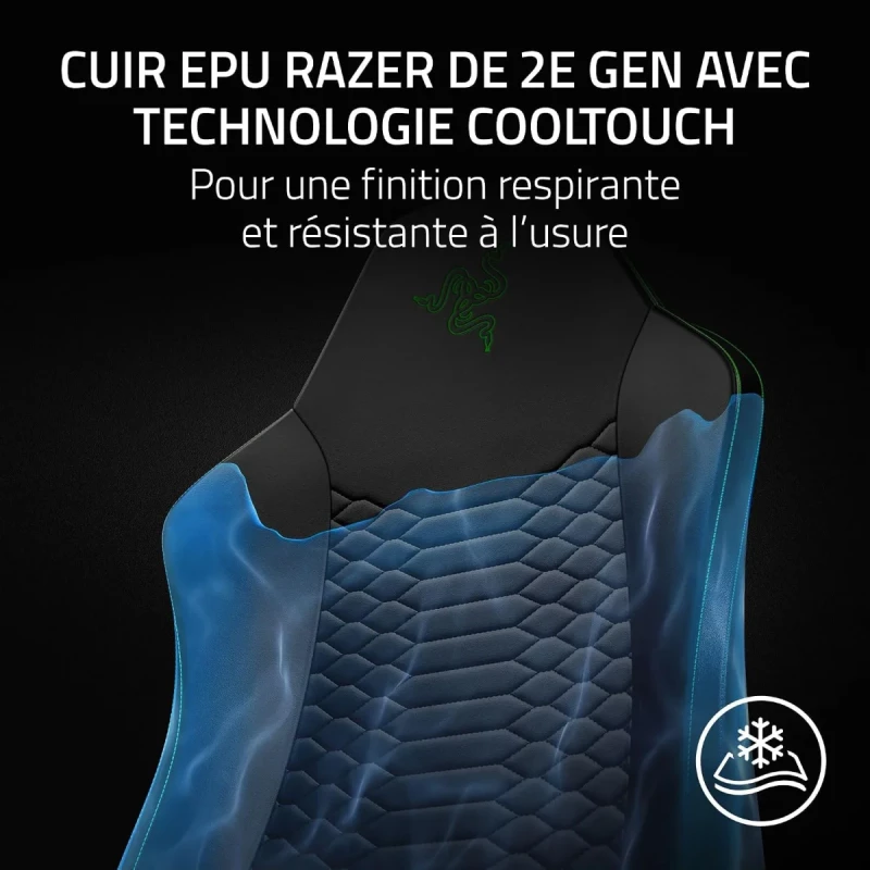 Razer Iskur V2 X NewGen Ergonomic Gaming Chair - Black 2nd Gen PU Leather, CoolTouch Technology, Integrated Lumbar Support, Wide Shoulder Arches, Ergonomic Design - Gallery Image