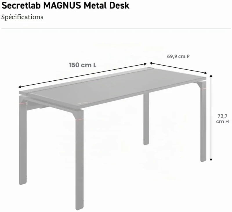 Secretlab MAGNUS Metal Desk MAGBDL15S-BLACK - Black Metal Gaming Desk, Magnetic Cable Management, Black MAGPAD Faux Leather Desk Mat, 150cm x 70cm - Gallery Image