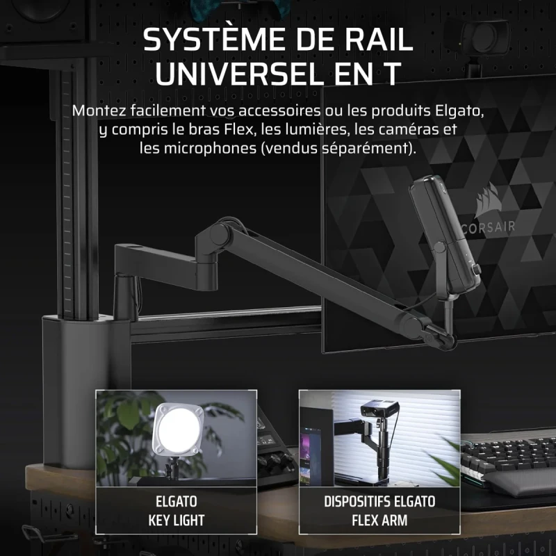 CORSAIR Platform:4 Elevate Electric Standing Desk - 120 x 76cm, Height Adjustable, Electric Sit-Stand, Included Monitor Arm, Cable Management, Black - Gallery Image
