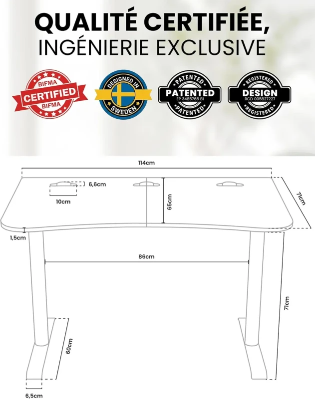 Arozzi Arena Gaming Desk Small - Intense Black, Full-Surface Water-Resistant Mouse Pad, Cable Management, Steel Frame, Compact Gaming Desk - Gallery Image