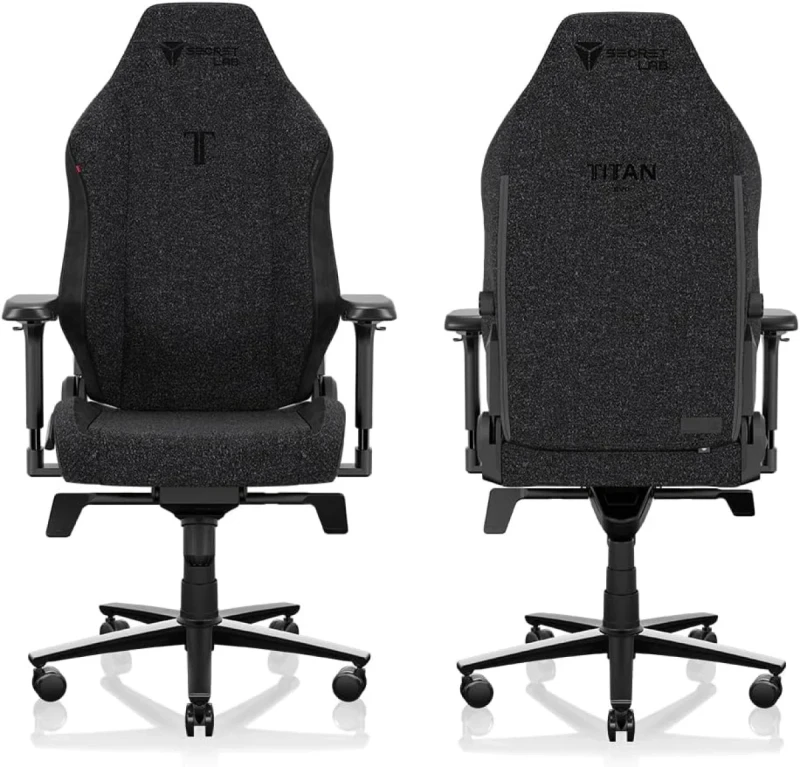Secretlab TITAN Evo Black Gaming Chair - SoftWeave Plus Fabric, Ergonomic Lumbar Support, Magnetic Memory Foam Head Pillow, 4D Armrests, Reclining Backrest, Standard Size, Up to 130kg, Black - Gallery Image