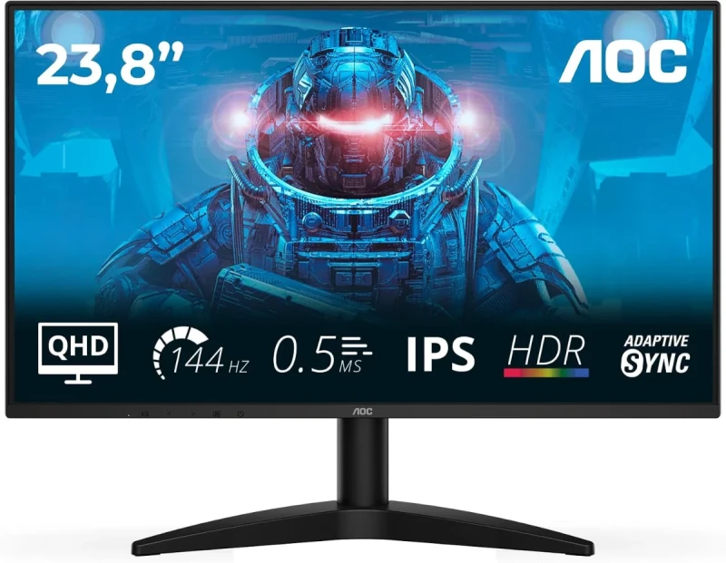 AOC Q24B36X 23.8" Gaming Monitor - 2560x1440 WQHD, 144Hz, IPS, 0.5ms MPRT, Adaptive-Sync, HDR10, HDMI 2.0, DisplayPort 1.4, Black - Gallery Image